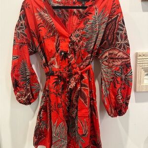 Vibrant Red Floral Dress